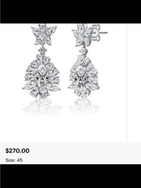 Sterling Silver Clear Crystal Drop Earrings - Women Jewelry